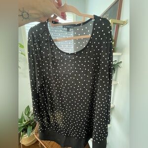 Adrianna Papell Black and White Polka Dot Sheer Top 2x